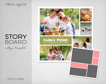 Photo Storyboard, Photo Collage Template, Photoshop Template 12x12" - Nr.10 - Instant Download - Instagram Template