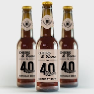 Etichette per birra per il 40° compleanno, Cheers & Beers, festa di compleanno per il 40° anniversario - PDF stampabile, stampa fai da te, download immediato