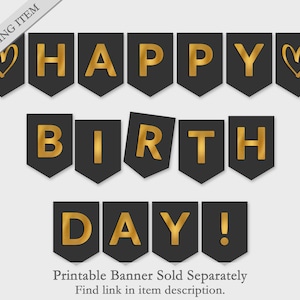 Banner imprimible de feliz cumpleaños / Banderas de lámina blanca y ...