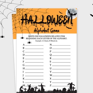 Halloween Alphabet Game, Halloween A-Z Printable Game, Fun Halloween Party Game - DIY Print, Instant Download