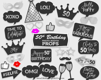 Free 50th Birthday Selfie Booth Props Printable