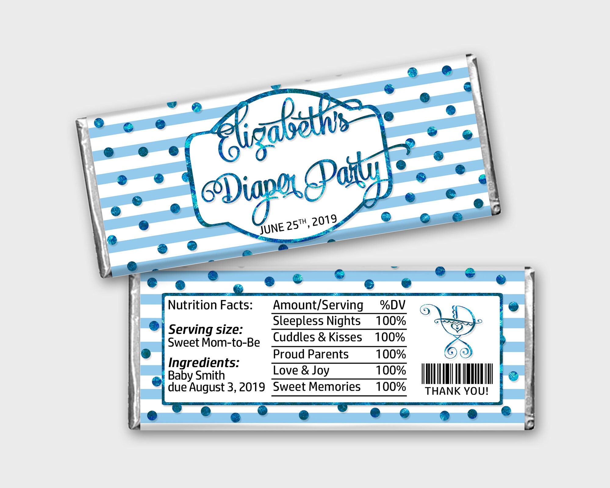 Printable Baby Shower Candy Bar Wrappers / Customized | Etsy