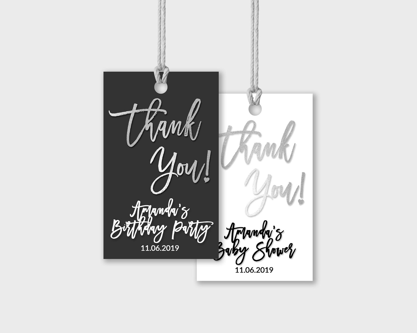 Printable Thank You Gift Tags Favor Tags Customized Black Etsy