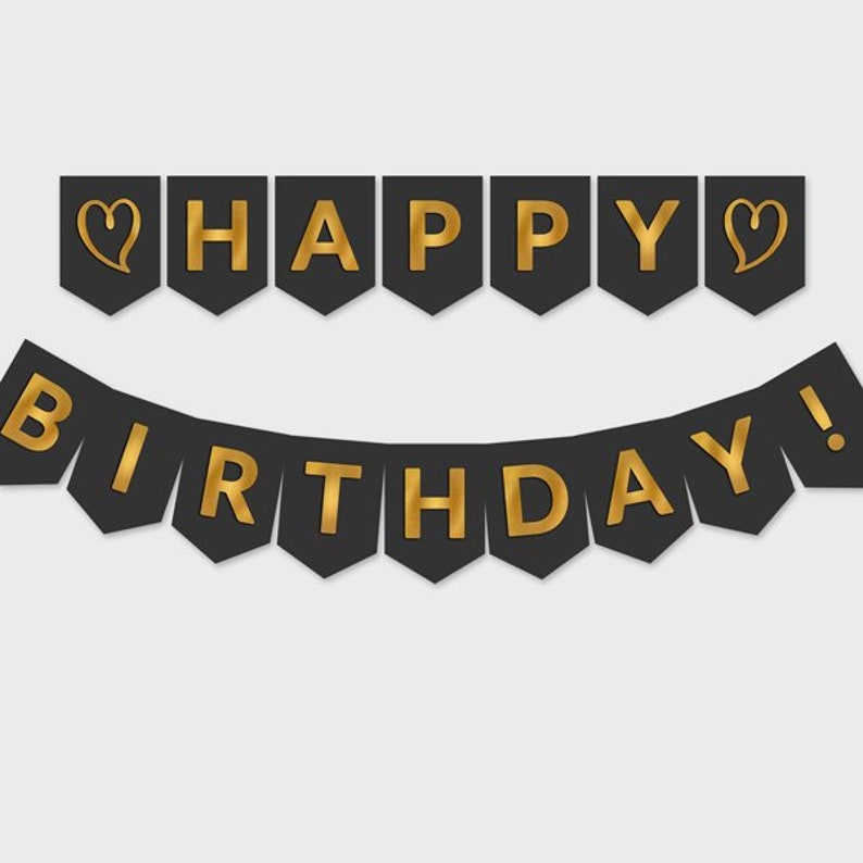 Printable Pleased Birthday Banner / Black Gold Foil Flags / Birthday Social gathering Decoration - Electronic Report, Do-it-yourself Print, Immediate Down load - #GFC photograph regarding Printable Happy Birthday Banner called Printable Satisfied Birthday Banner / Black Gold Foil Flags / Birthday Occasion Decoration - Electronic Report, Do-it-yourself Print, Quick Obtain - #GFC