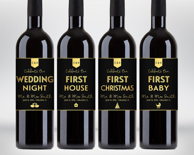Custom First Marriage Milestones Wine Bottle Etsy