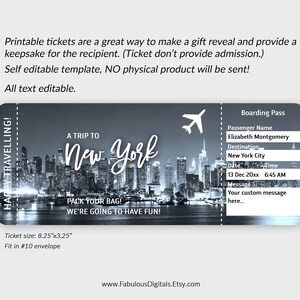 New York Travel Ticket New York Boarding Pass Surprise Gift New York Travel Ticket New York Boarding Pass Surprise Gift
