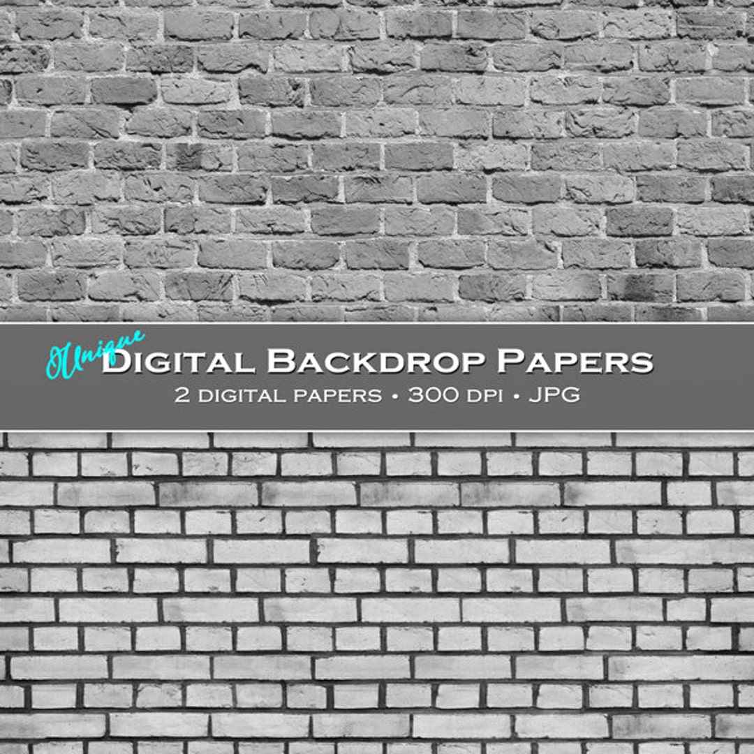 Gray Brick Wallpapers Digital Backdrops / Backgrounds Etsy