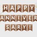 Happy Anniversary Printable Banner, Rustic Wooden Bunting Flag ...