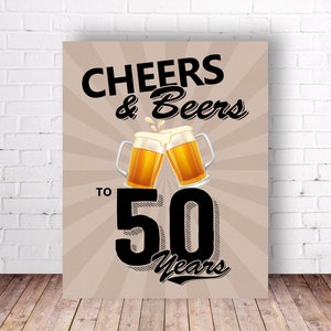 Cartello per la festa di cinquant'anni, cartello per la festa del 50° compleanno - PDF stampabile, stampa fai da te, download immediato
