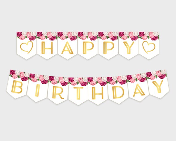 Happy Birthday Printable Banner Birthday Party Decoration | Etsy