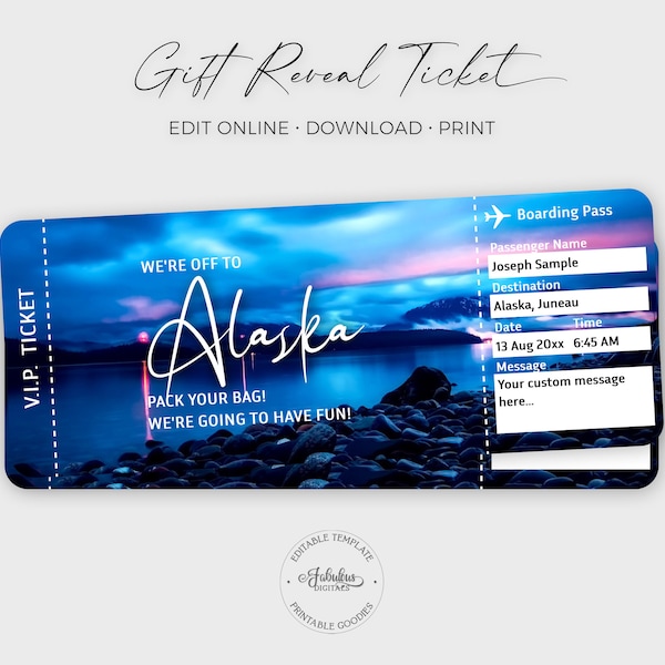 Alaska Boarding Pass Template Etsy