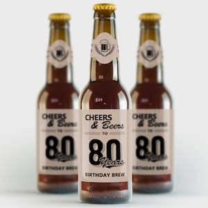 Etichette per birra per l'80° compleanno, Cheers & Beers, festa di compleanno per l'80° anniversario - PDF stampabile, stampa fai da te, download immediato