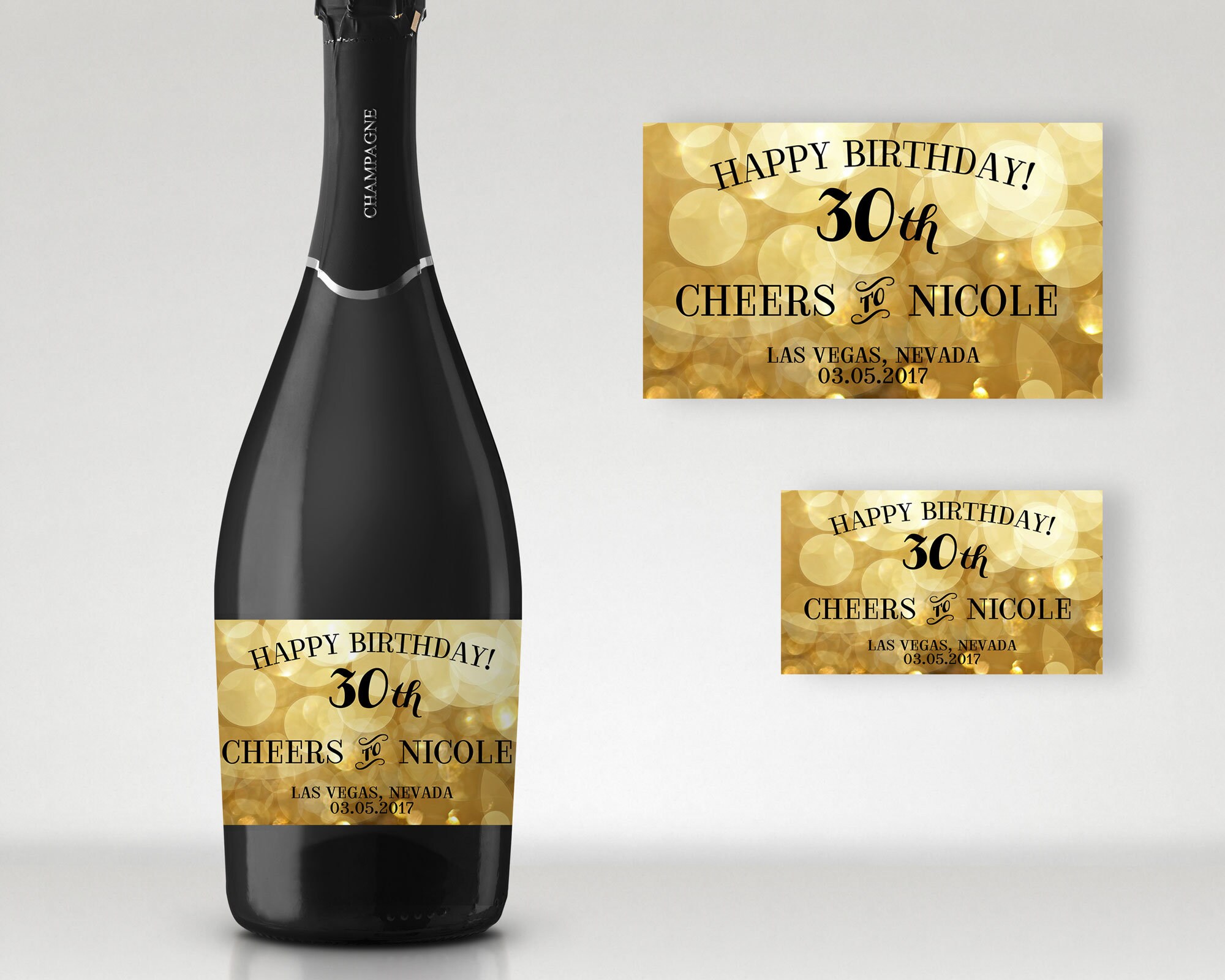 Etiquettes De Champagne Joyeux Anniversaire Etiquette Etsy