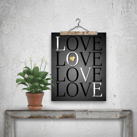 Love Love Love Love Chalkboard Wall Decoration Poster Etsy