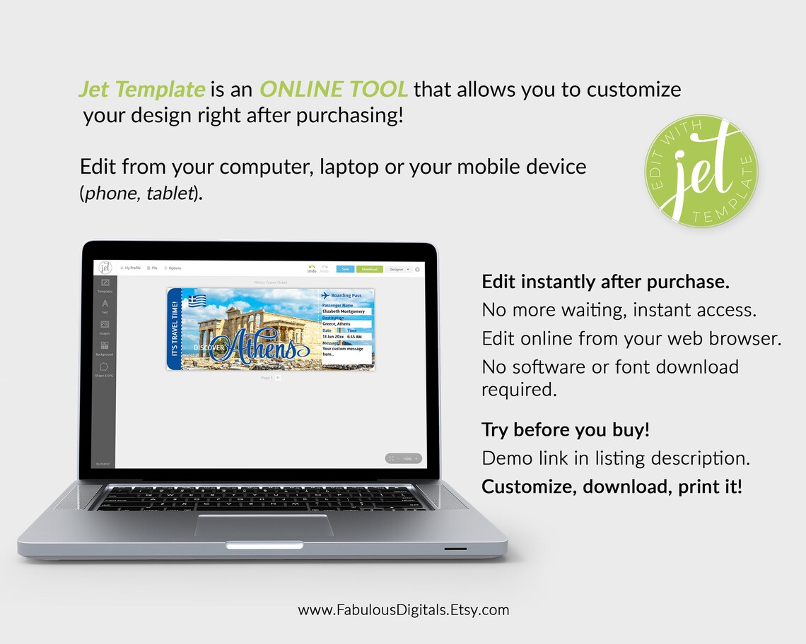 Athens Travel Ticket Greece Gift Ticket Custom Airplane Etsy