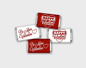 Happy Valentine's Day Mini Candy Wrapper, Mini Chocolate Labels [1] / Printable PDF, DIY Print - Instant Download