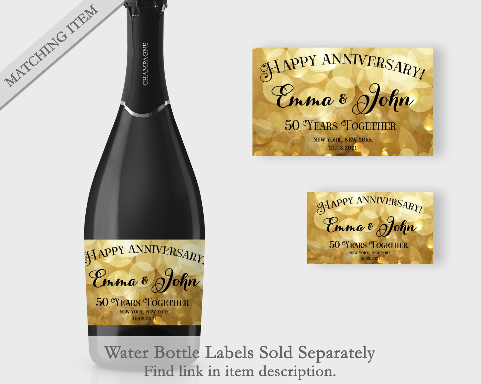 Happy Anniversary Printable Banner Sparkle Gold Bokeh - Etsy