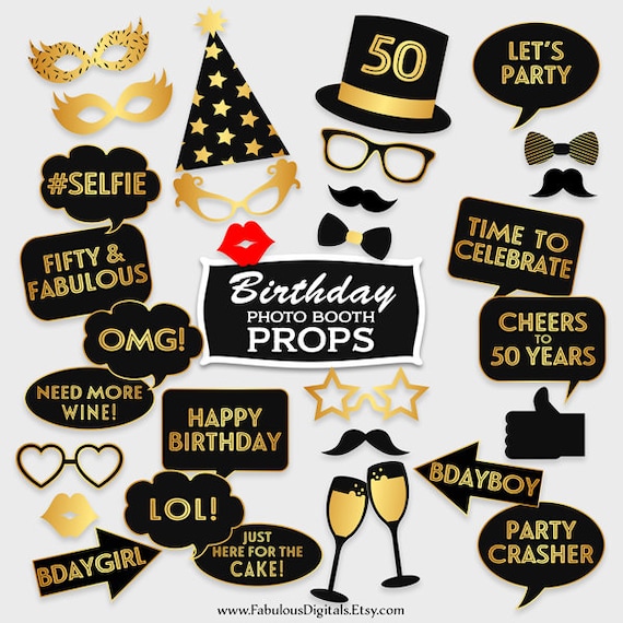 50th Birthday Photo Booth Props / Printable Photo Booth Party | Etsy