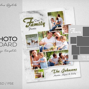 Family Joy Photoboard Collage 8.5x11&quot; and 11x14&quot;, Photoshop Templates PS & PSE - Instant Download