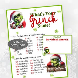 What's Your Grinch Name? Christmas Activity Party Name Generator ...