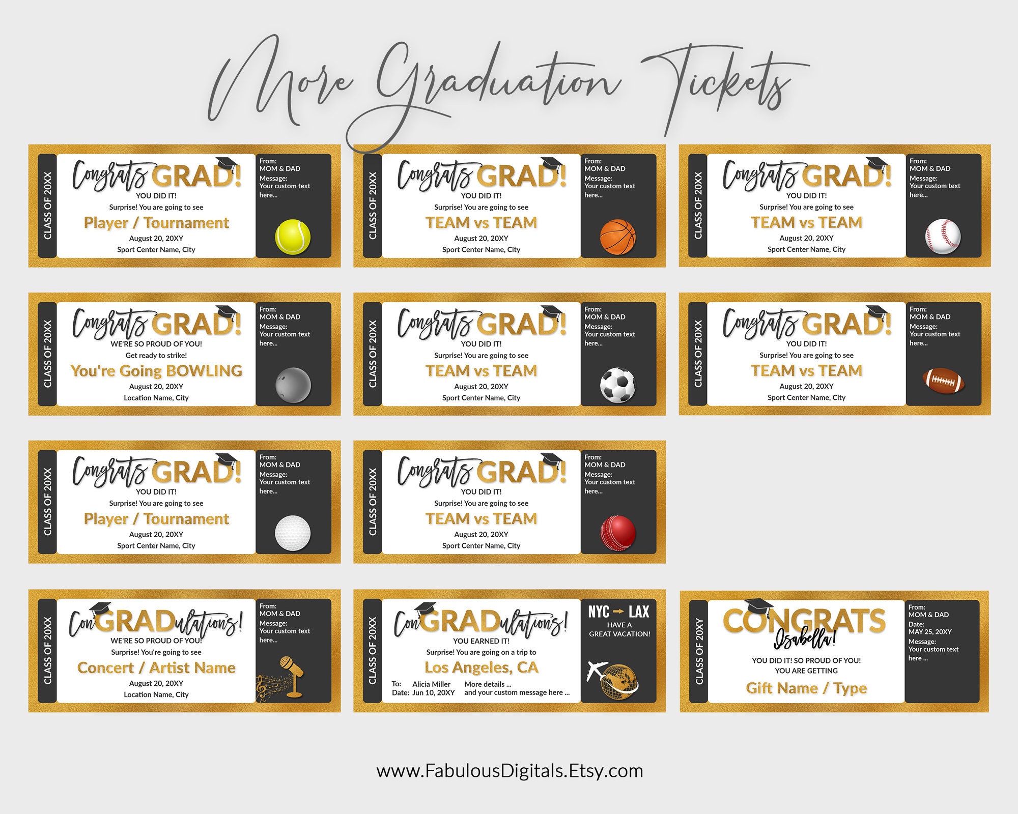 Graduation Concert/artist Gift Ticket, Class of 2026, Black-white ...