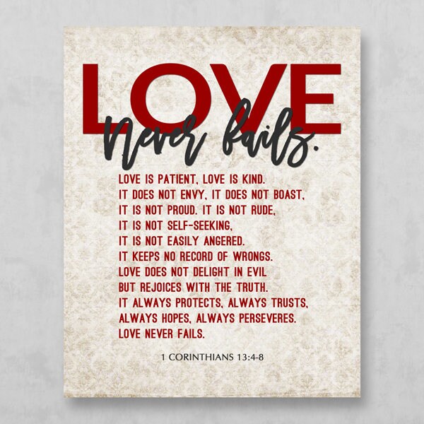 Bible Verse Love Quote 1 Corinthians 1348 Vintage Damask Etsy