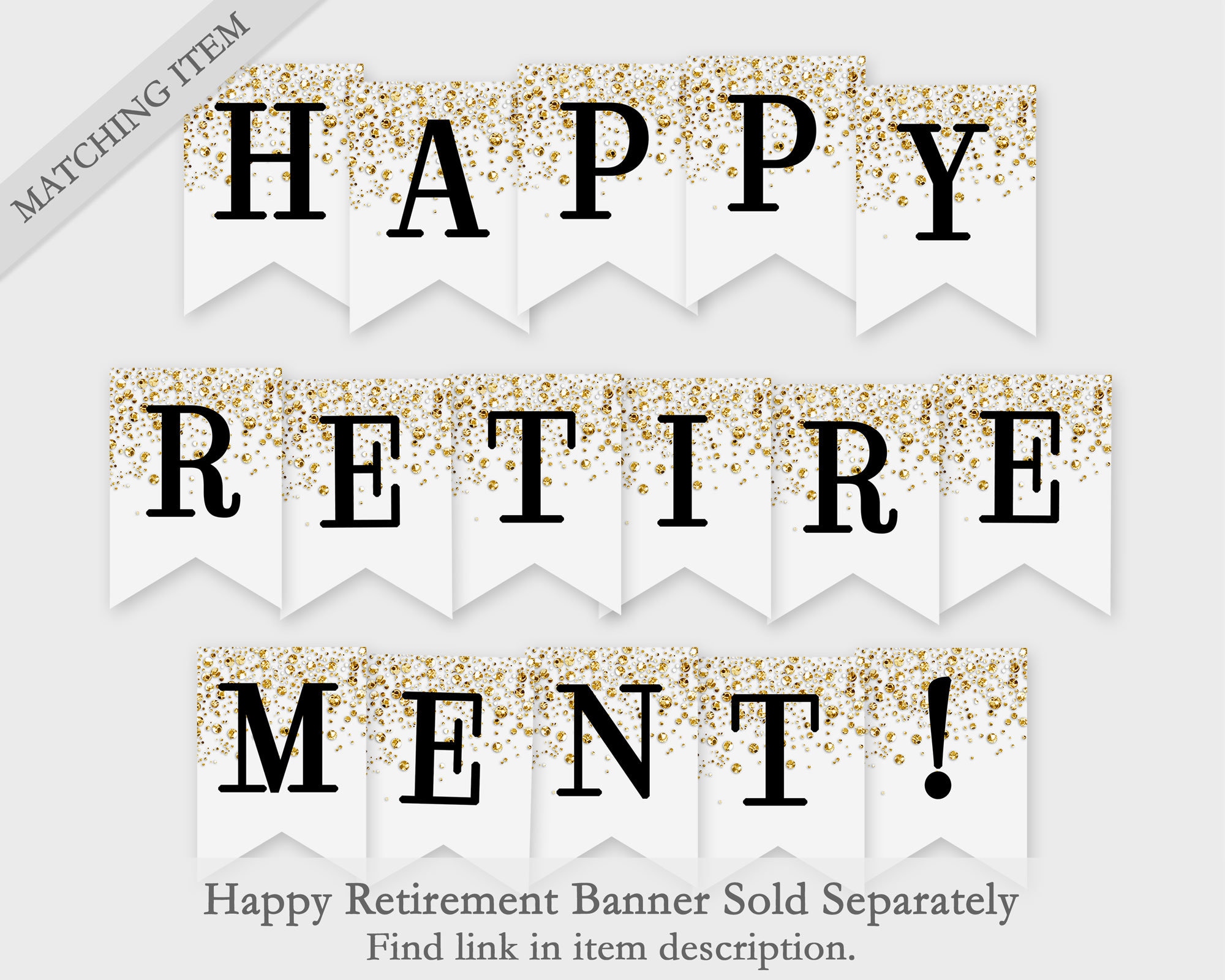 happy retirement printable banner - mixed confetti glitters