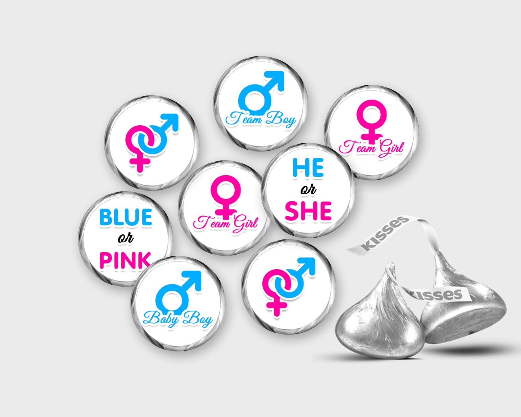 Gender Reveal Hershey Kisses Labels - Baby Boy or Baby Girl, Male ...