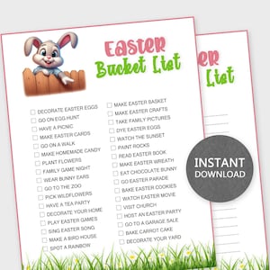 Ostern Bucket List, Ostern To-Do-Liste, Osteraktivitäten, Kinder Bucket List, druckbare PDF, DIY Print, Instant Download
