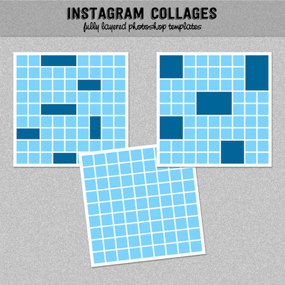 3 Instagram Collage Templates Photoshop Templates Photo Etsy