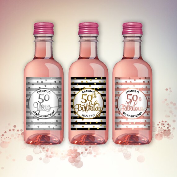 Birthday Party Favor Mini Wine Bottle Labels Customized