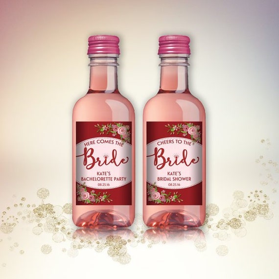 Bridal Shower Party Favor Mini Wine Bottle Labels Customized Etsy