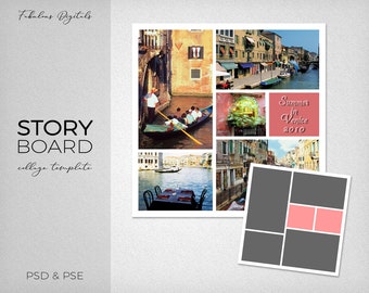 Photo Storyboard, Photo Collage Template, Photoshop Template 12x12", Blog Board - Nr.6 - Instant Download - Instagram Template