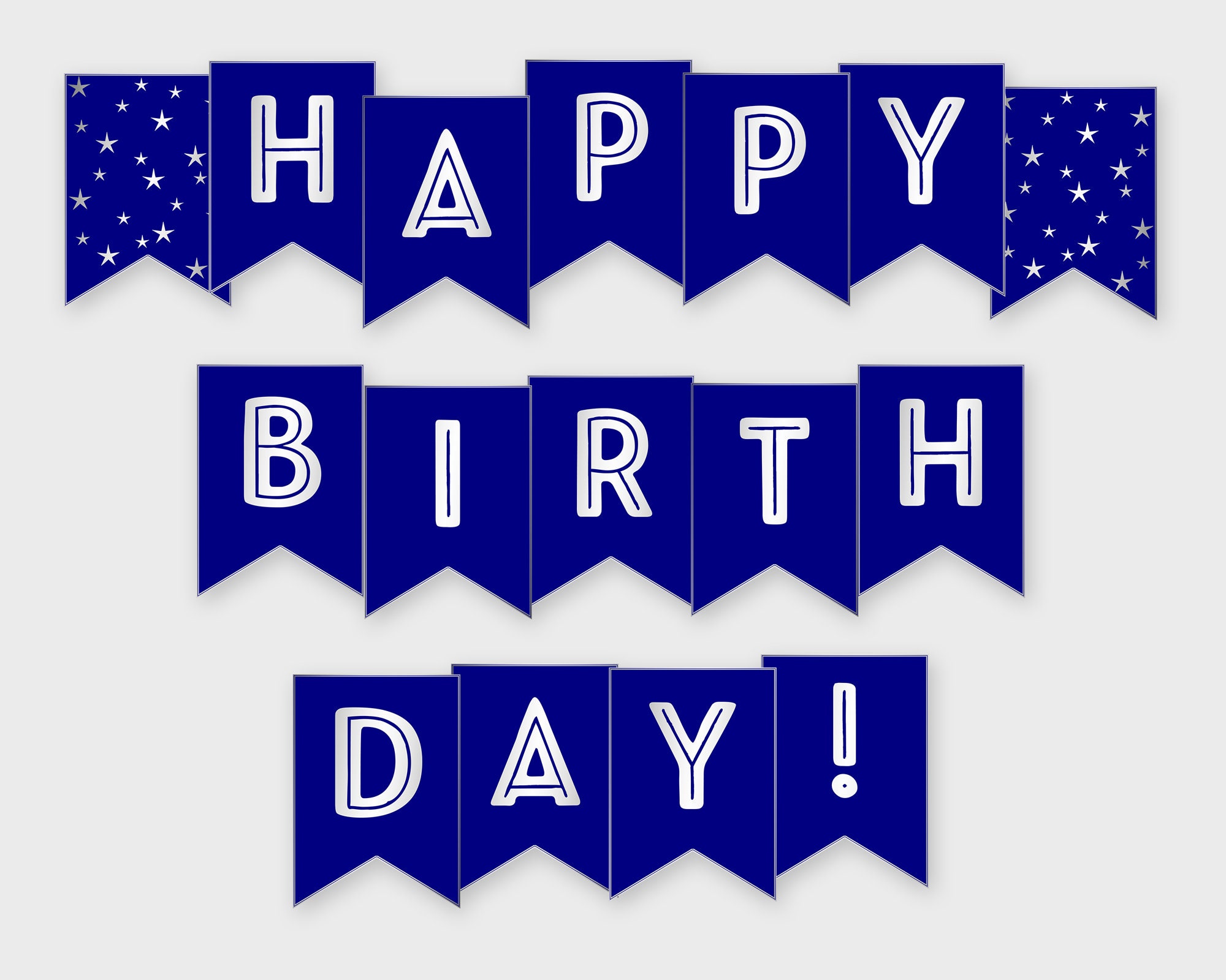 Happy Birthday Banner Navy Blue Silver Sparkle Birthday Happy Birthday ...
