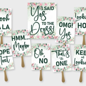 I Said Yes to the Dress, Wedding Dress Shopping Paddle Signs - Eucalyptus Flowers - Printable PDF, Instant Download