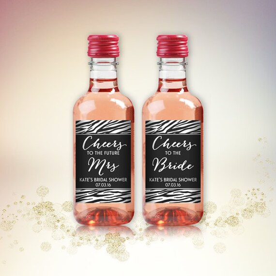 bridal shower mini wine bottle labels customized party favors etsy