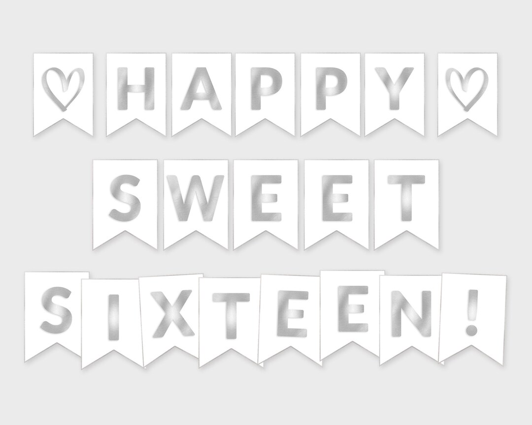 Festone Glitterato Happy Sweet 16 Per Compleanno Ragazza - Decorazioni Festa Oro Rosa Con Striscione E Nastri