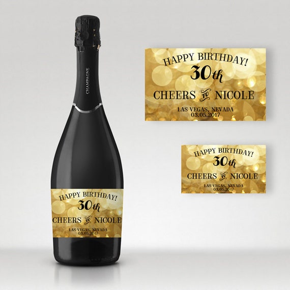 Joyeux anniversaire Champagne étiquettes personnalisé Etsy