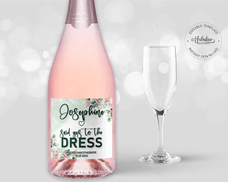 I said yes to the dress, dress shopping champagne, dress shopping party, yes to the dress champagne, eucalyptus flowers