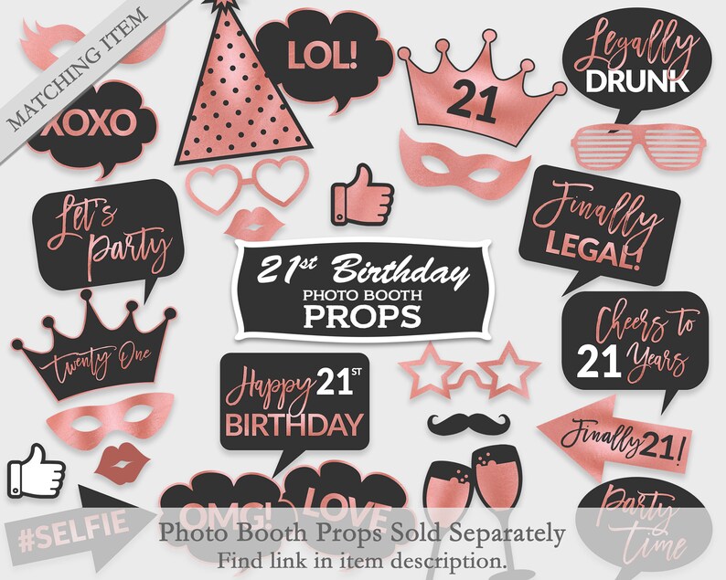 Finally Legal 21st Birthday Photo Booth Frame / Black & Rose Etsy UK