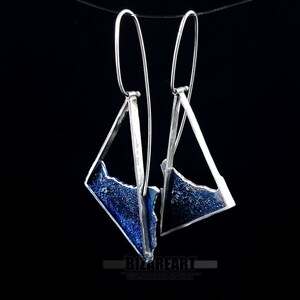 Beach Silver Earrings Dangle Triangle Earrings Beach Jewelry Sandy Beach Earrings Summer Earrings Ocean Earrings Gift for her