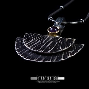 Silver Half Circles Pendant - Geometric Half Circles Charm - Semicircles pendant - Hemicycle pendant - Double half-disk pendant