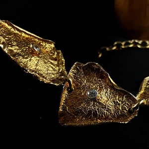 Reticulation Silver Bracelet - Handmade Jewelry with Zircon and Intricate Texture Gold-Plated Bracelet Special Occasions Everyday Wear