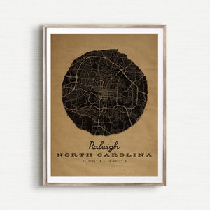 Vintage Style Raleigh North Carolina Print,  Raleigh Poster, North Carolina Map, Raleigh NC Map Print, Raleigh Map, Raleigh Wall Decor