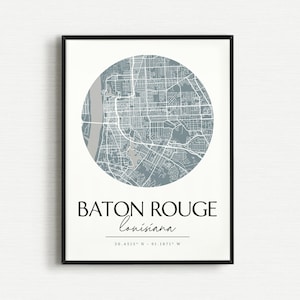 Baton Rouge Map, City Print, Baton Rouge Louisiana Poster, Map Print, Baton Rouge Decor, Louisiana Map, Map Decor, City Map, Louisiana Art