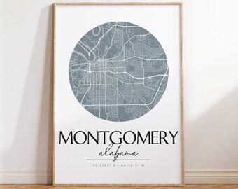 Montgomery Alabama, Montgomery Print, Montgomery Map, Alabama Home, Alabama Decor, Montgomery Poster, State Print, State Home Decor