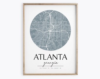 Atlanta Map | Minimalist Map Art | Map of Atlanta Georgia | City Print Map
