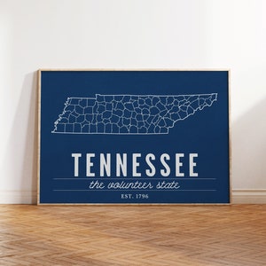 Tennessee Print, Tennessee Wall Art, Tennessee Poster, Tennessee Map, Tennessee Poster Print, Tennessee Wall Decor, The Volunteer State