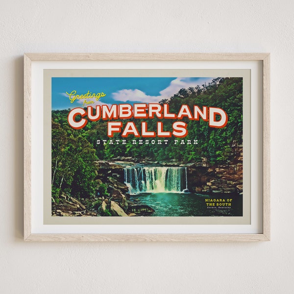 Cumberland Falls Print, Kentucky Wall Art, Cumberland Falls State Park, Retro Print, State Park Print, Kentucky Print