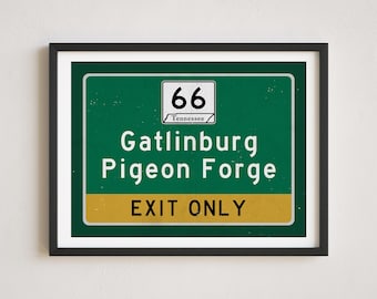 Gatlinburg Print, Pigeon Forge Print, Tennessee Print, Smoky Mountains Decor, Gatlinburg Wall Art, Cabin Wall Art, Travel Art